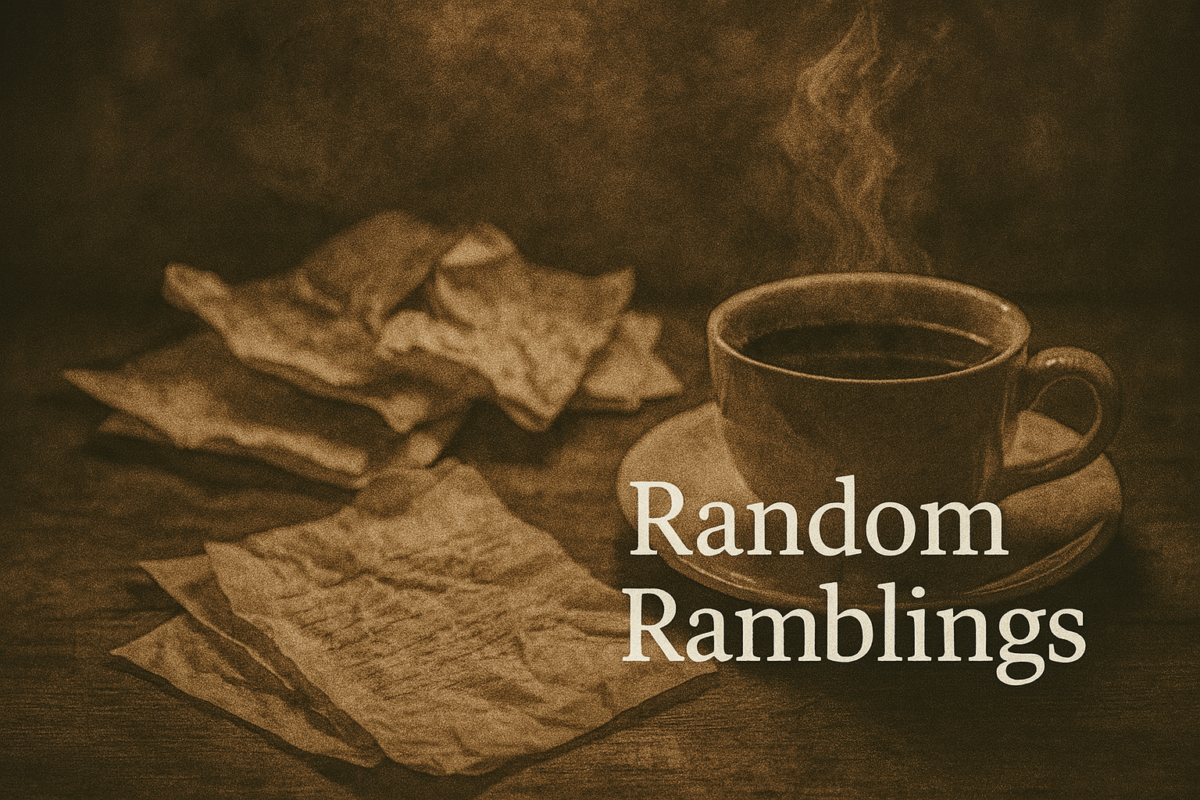 black and white photo collage of messy writing space with scrunched up paper, a writing pad, and a cup of coffee.